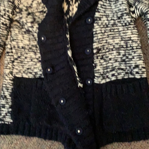 White and blue striped button up sweater - Picture 2 of 2